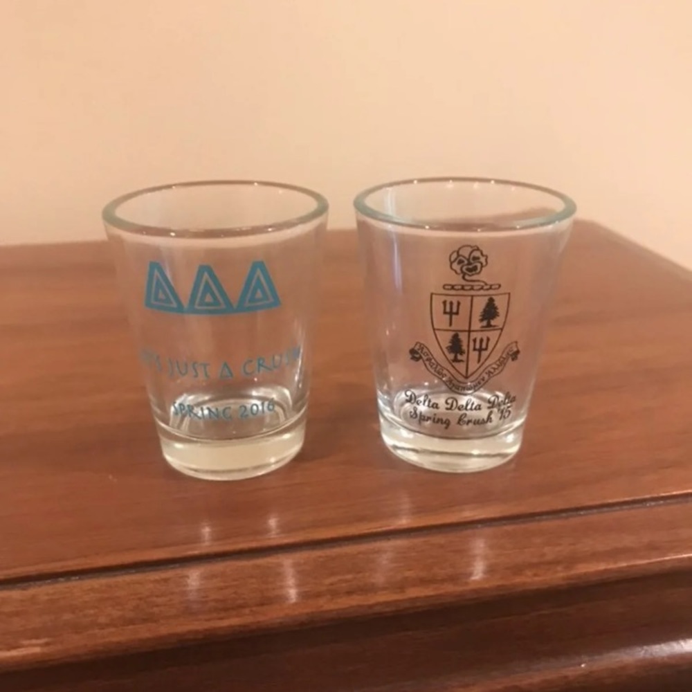 Delta Delta Delta shot glasses